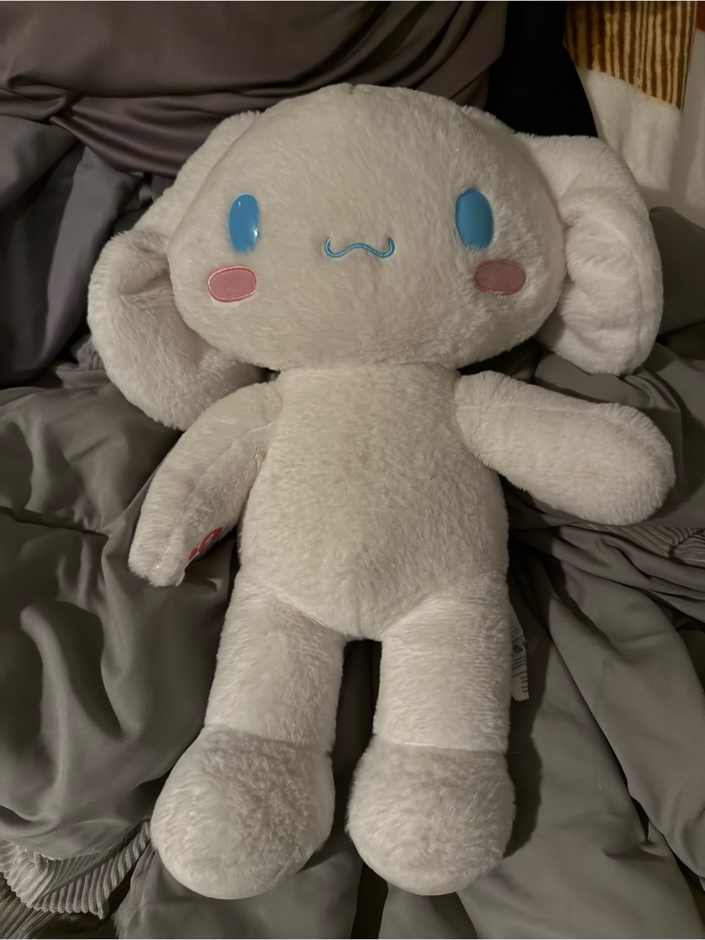Cinnamon roll White Bunny Doll with Blue Eyes and Pink Cheeks Sanrio